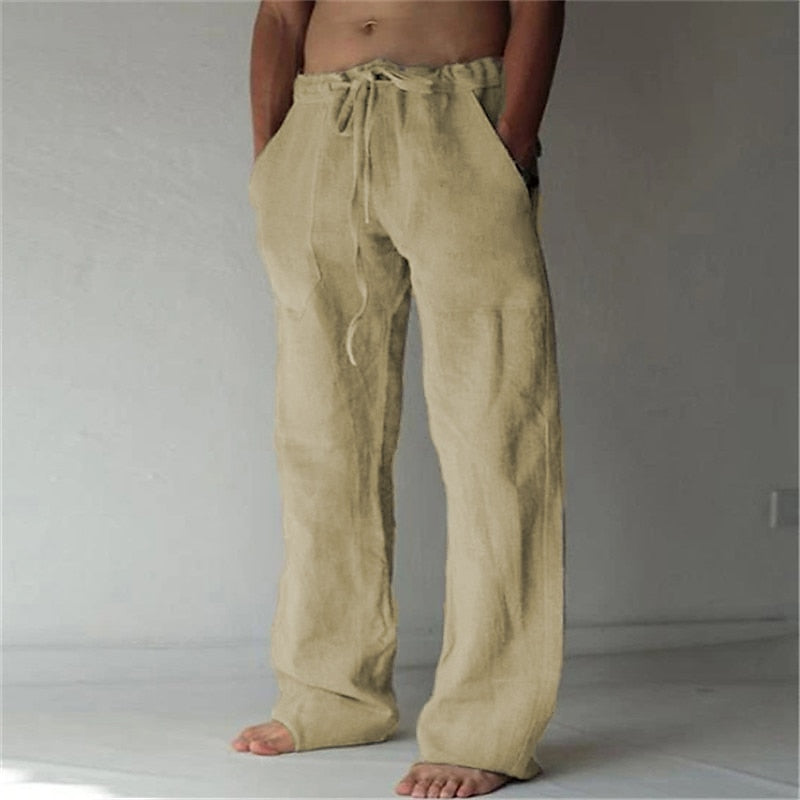 Pantalones anchos de lino para hombre