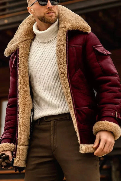 Chaqueta de piel de camello para hombre 