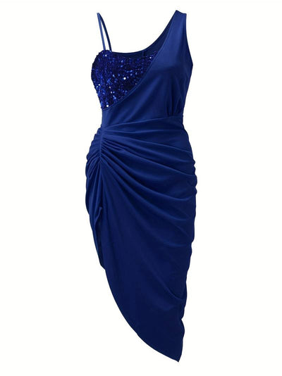 Opaline - Elegante y glamoroso vestido asimétrico para mujer.