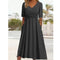 Olivia - Vestido midi negro sencillo con bolsillos laterales