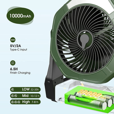 Ventilador nebulizador portátil de 8 pulgadas con batería recargable de 10 000 mAh