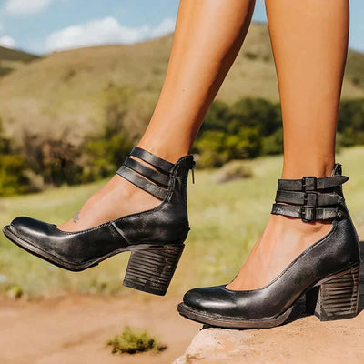 Zapatos de tacón con tiras en el tobillo de moda - Neda 