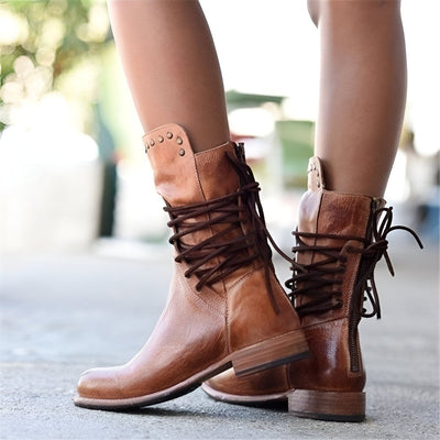 Botas cómodas con cordones de piel vegana