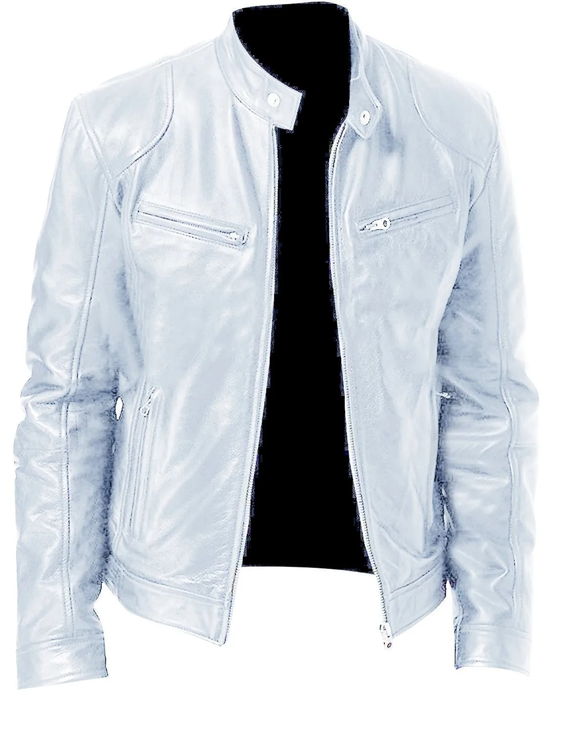 Chaqueta de brodie de cuero Pu-pi con collar elevado