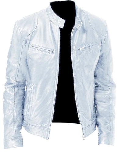 Chaqueta de brodie de cuero Pu-pi con collar elevado