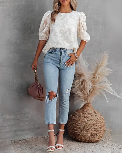 Dorothea - Camisa de gasa con mangas abullonadas