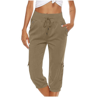 Juliet - Pantalon court en coton et lin avec poches cargo