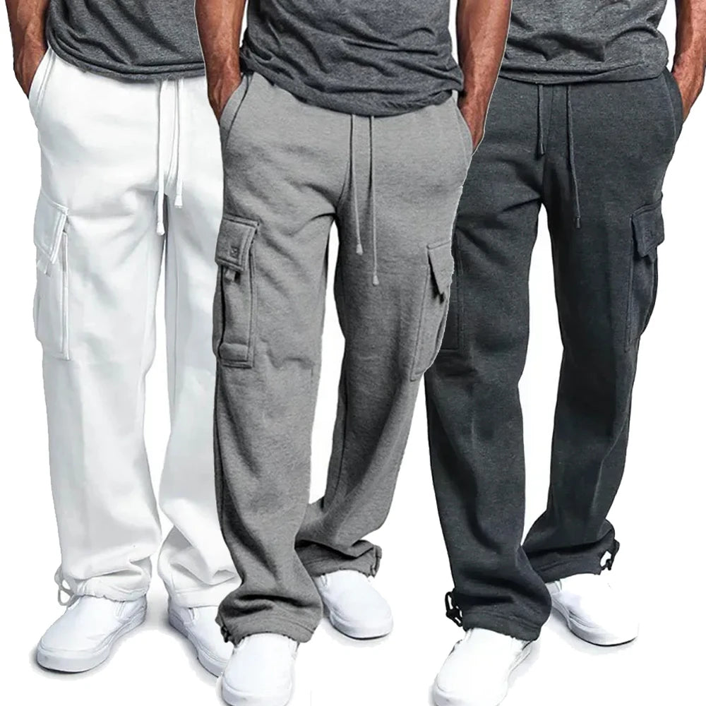 Pantaloni da jogging cargo in pile ultra confortevoli da uomo