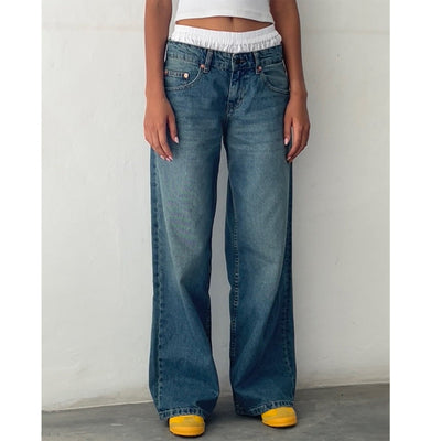 Jasmine - Pantalon large en jean pour femme