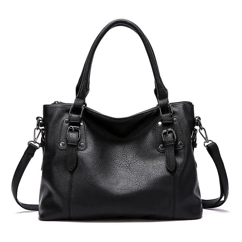 Elegante bolso de hombro de piel - Azul claro