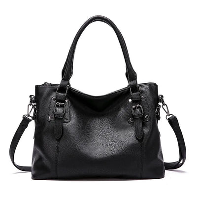 Elegante bolso de hombro de piel - Azul claro
