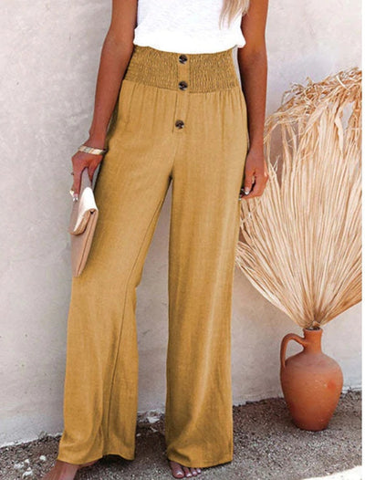 Carly - Pantalon taille haute, jambes larges et manches longues
