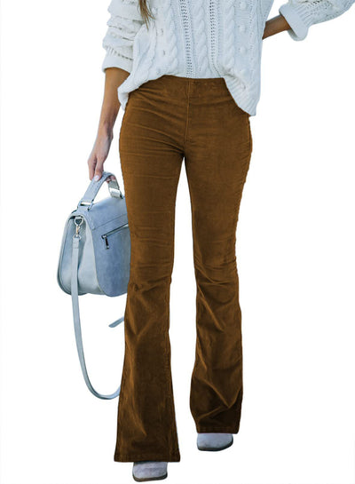 Harriet - Pantaloni donna monocolore slim fit micro svasati a vita alta