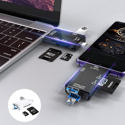 SnapBit | Lecteur de cartes mémoire multifonctions – Transfert de données rapide pour téléphones portables et ordinateurs portables