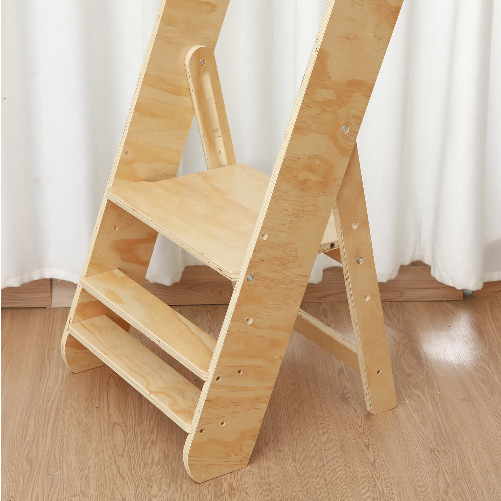 Torre di apprendimento Montessori pieghevole per bambini - Aiuto cucina portatile in legno naturale