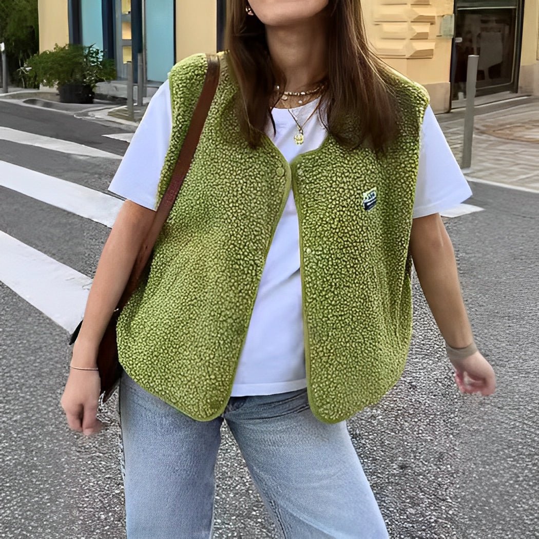 Gilet senza maniche da donna - Abbottonato, morbido e confortevole