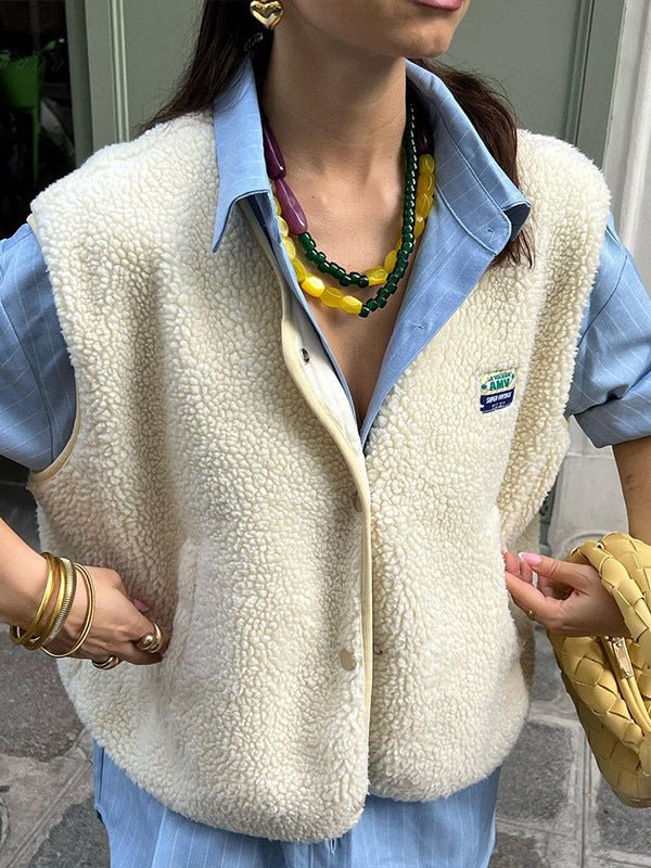Gilet senza maniche da donna - Abbottonato, morbido e confortevole