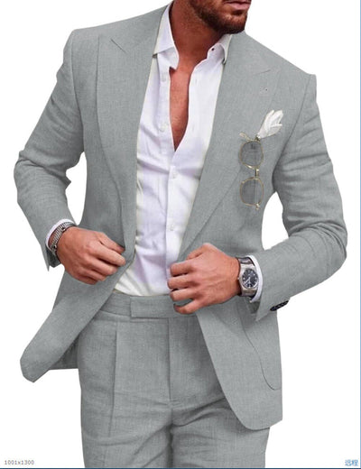 Abito da sposa 2 pezzi da uomo in lino - monopetto