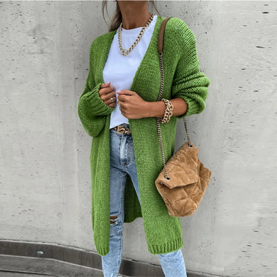 Cardigan de cachemira de mujer elegante - longitud media y caliente para otoño/invierno