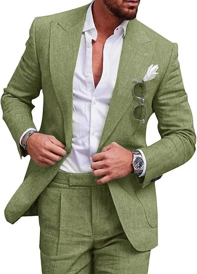 Abito da sposa 2 pezzi da uomo in lino - monopetto