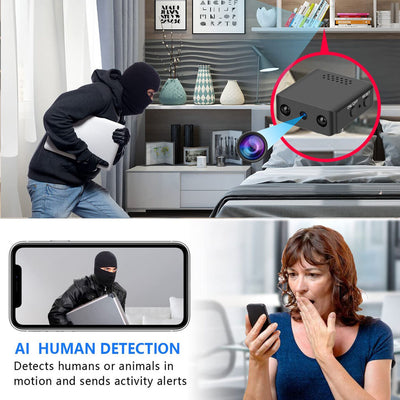 Microcamera HD con WiFi e audio - Telecamera di sicurezza compatta con visione notturna