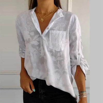 Camicetta a maniche lunghe con motivo floreale da donna | Ideale per l'estate
