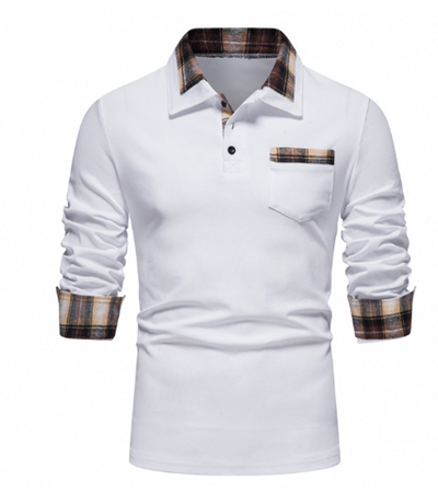 Tommy Polo | Polo à manches longues et col patchwork pour homme