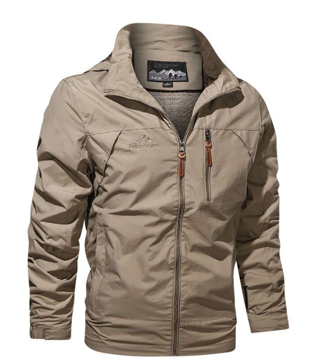 Chaqueta al aire libre para hombres de otoño con capa repelente de agua y cremallera deportiva