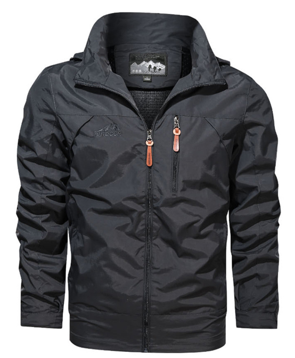 Chaqueta al aire libre para hombres de otoño con capa repelente de agua y cremallera deportiva