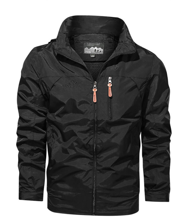 Chaqueta al aire libre para hombres de otoño con capa repelente de agua y cremallera deportiva