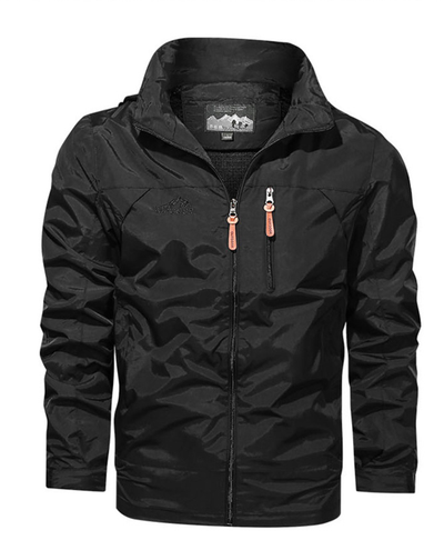 Chaqueta al aire libre para hombres de otoño con capa repelente de agua y cremallera deportiva