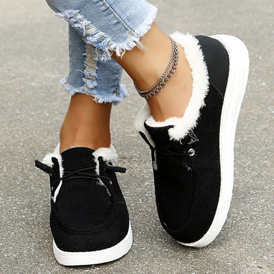 Zapatillas vulcanizadas con forro de piel, cálidas y elegantes para mujer | Perfectas para cualquier temporada