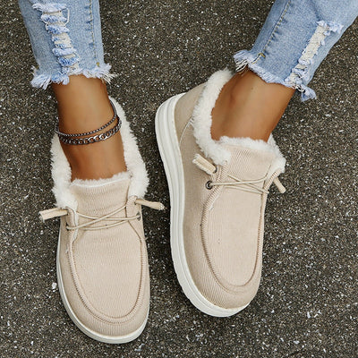 Zapatillas vulcanizadas con forro de piel, cálidas y elegantes para mujer | Perfectas para cualquier temporada