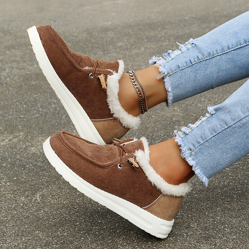 Zapatillas vulcanizadas con forro de piel, cálidas y elegantes para mujer | Perfectas para cualquier temporada
