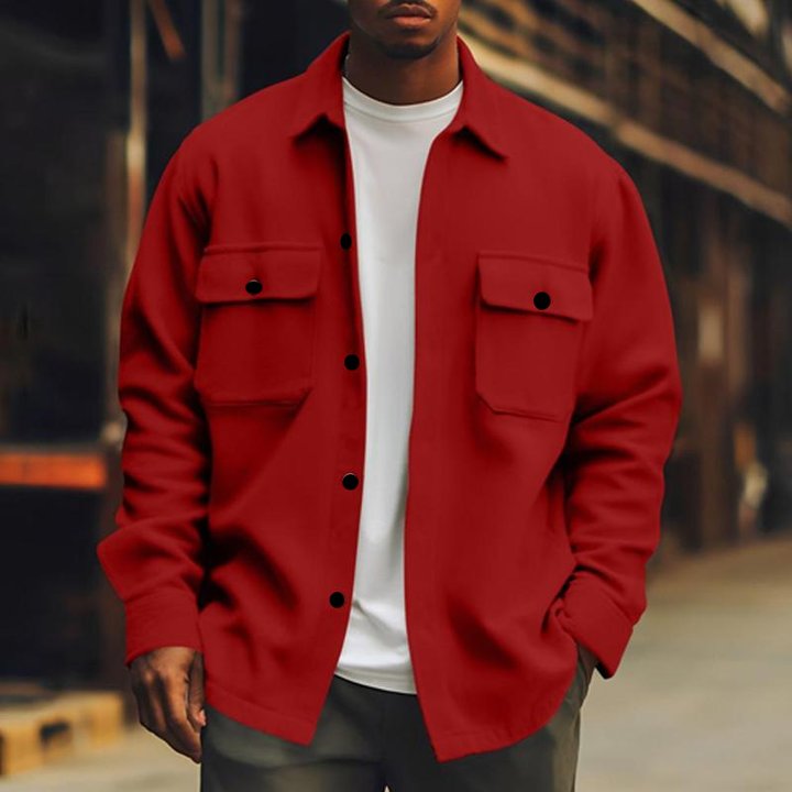 Chaqueta abotonada con bolsillos delanteros para hombre 