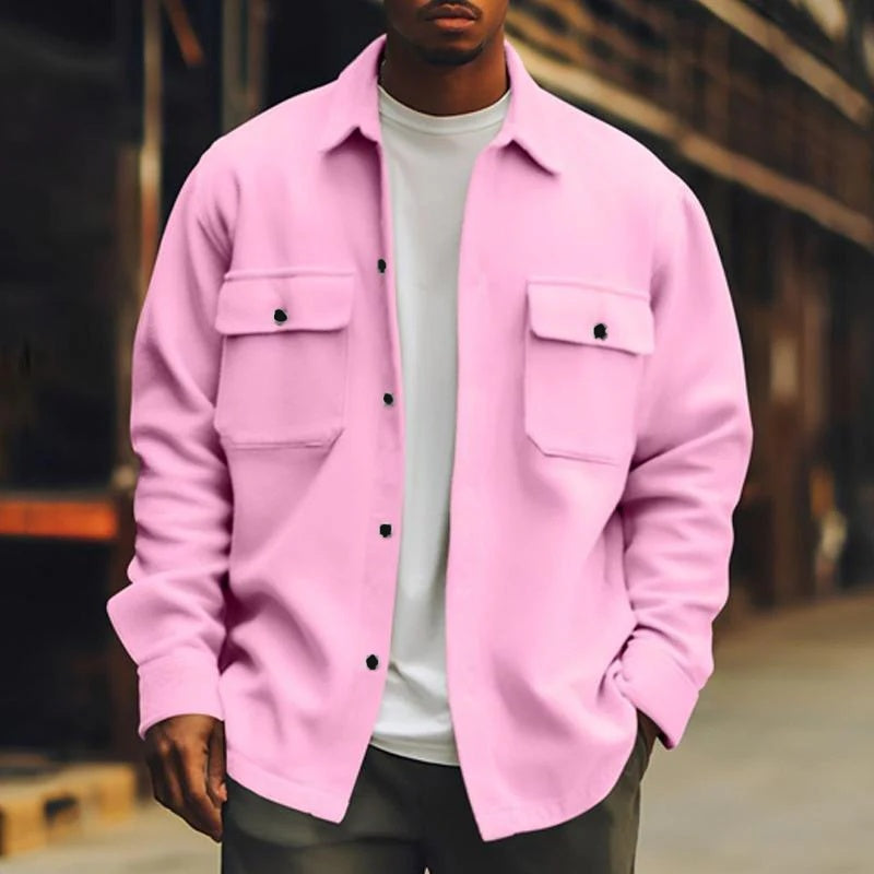 Chaqueta abotonada con bolsillos delanteros para hombre 