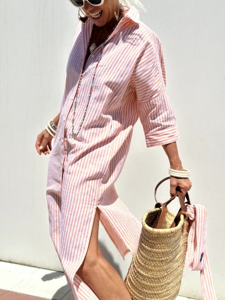 Lotte | Vestido camisero clásico a rayas