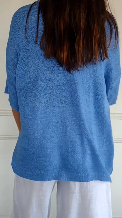 Haut en tricot simple et ajusté à col en V pour femme