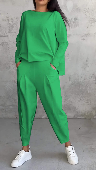 Ensemble d'été décontracté pour femme avec pull et pantalon fuselé