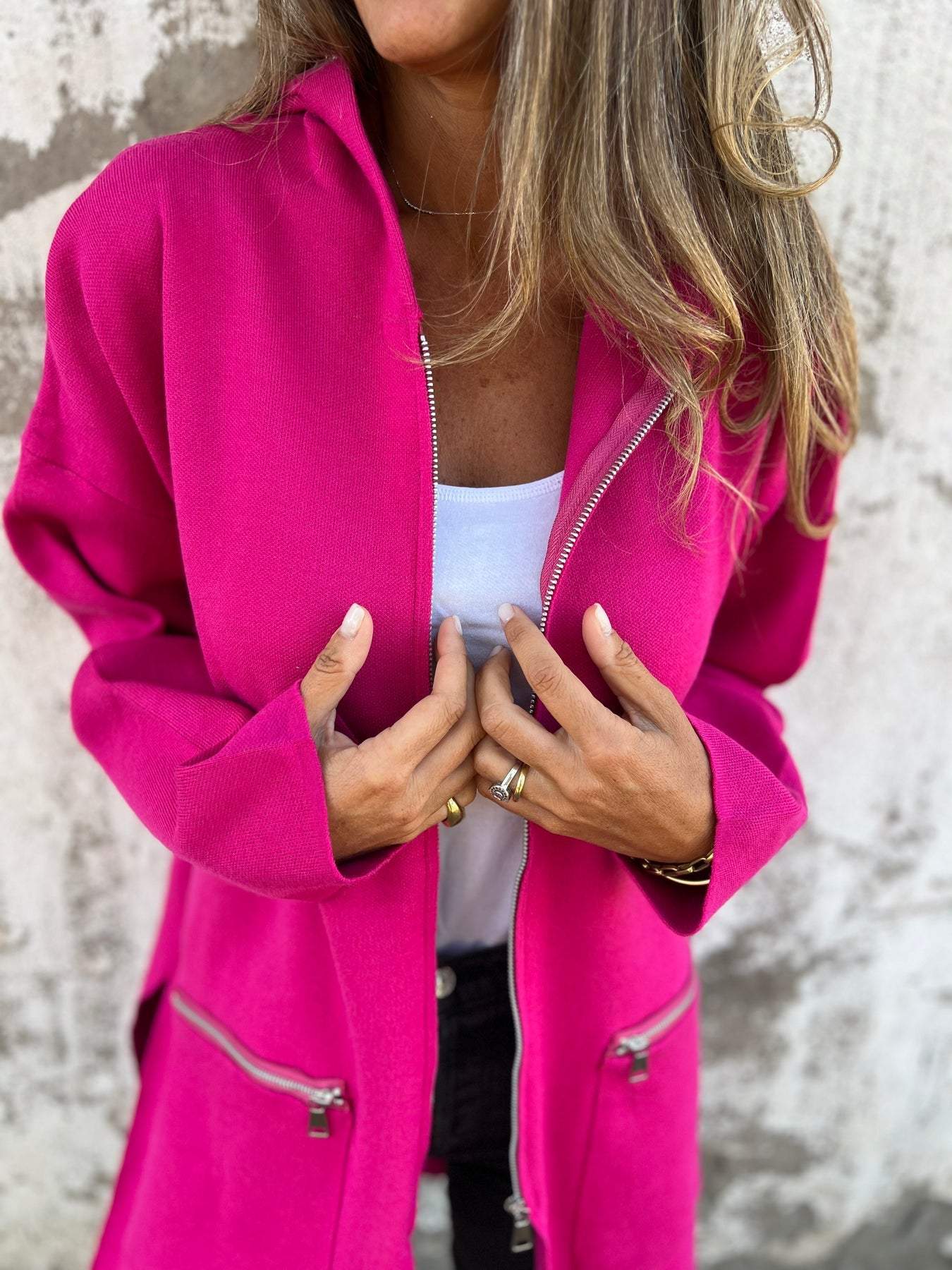 Gilet lungo da donna, tinta unita - Angelique
