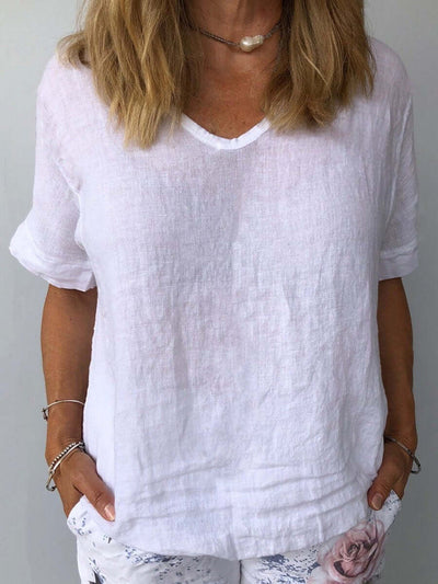 T-shirt d'été chic à col en V pour femme