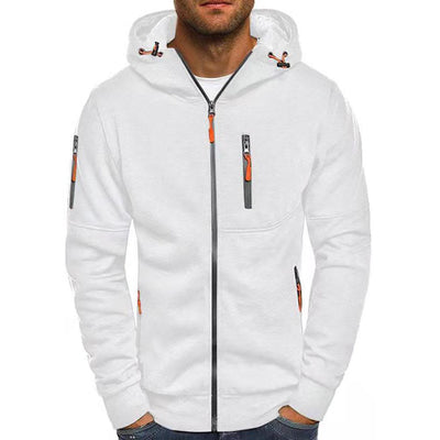 Chaqueta de hombre con capucha y varios bolsillos. 