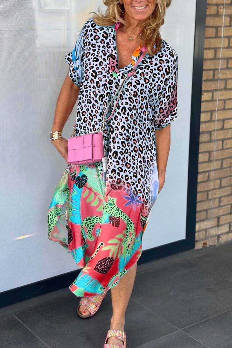 Adrie - Vestido casual con estampado de leopardo 