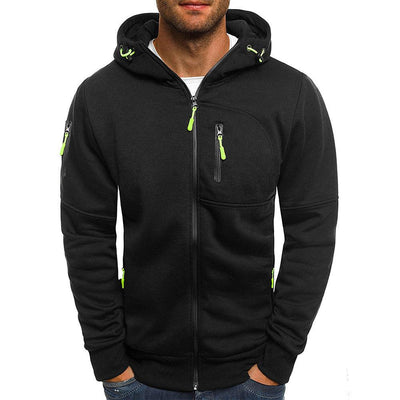 Chaqueta de hombre con capucha y varios bolsillos. 