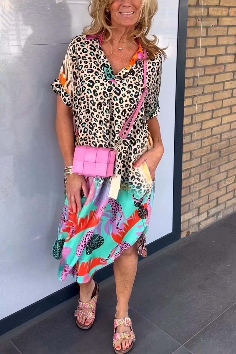 Adrie - Vestido casual con estampado de leopardo 