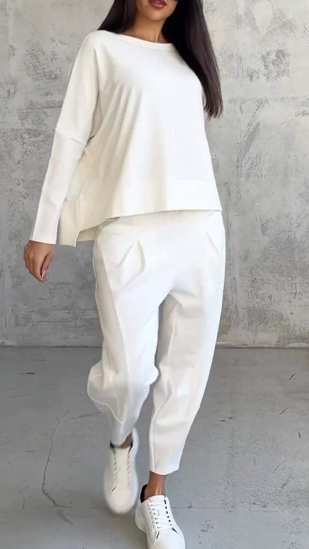 Ensemble d'été décontracté pour femme avec pull et pantalon fuselé