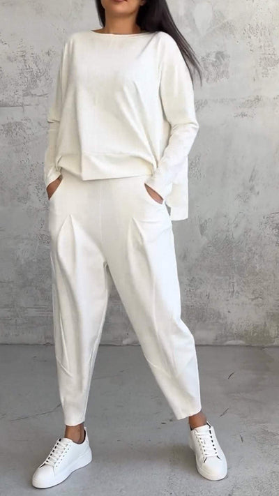 Ensemble d'été décontracté pour femme avec pull et pantalon fuselé