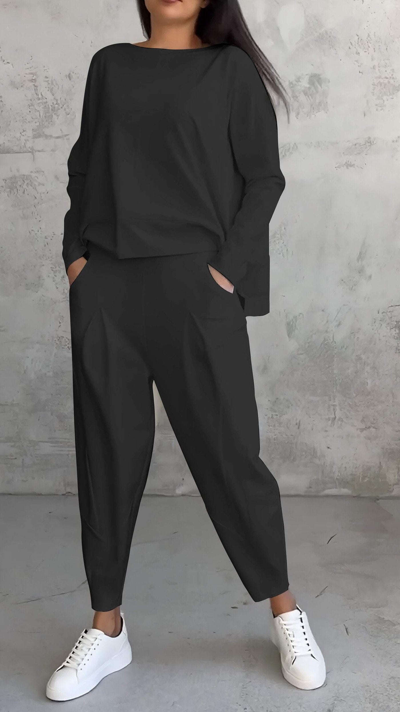Ensemble d'été décontracté pour femme avec pull et pantalon fuselé