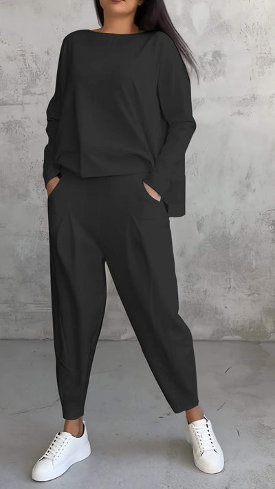 Ensemble d'été décontracté pour femme avec pull et pantalon fuselé