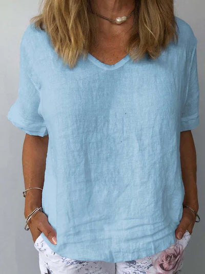 T-shirt d'été chic à col en V pour femme